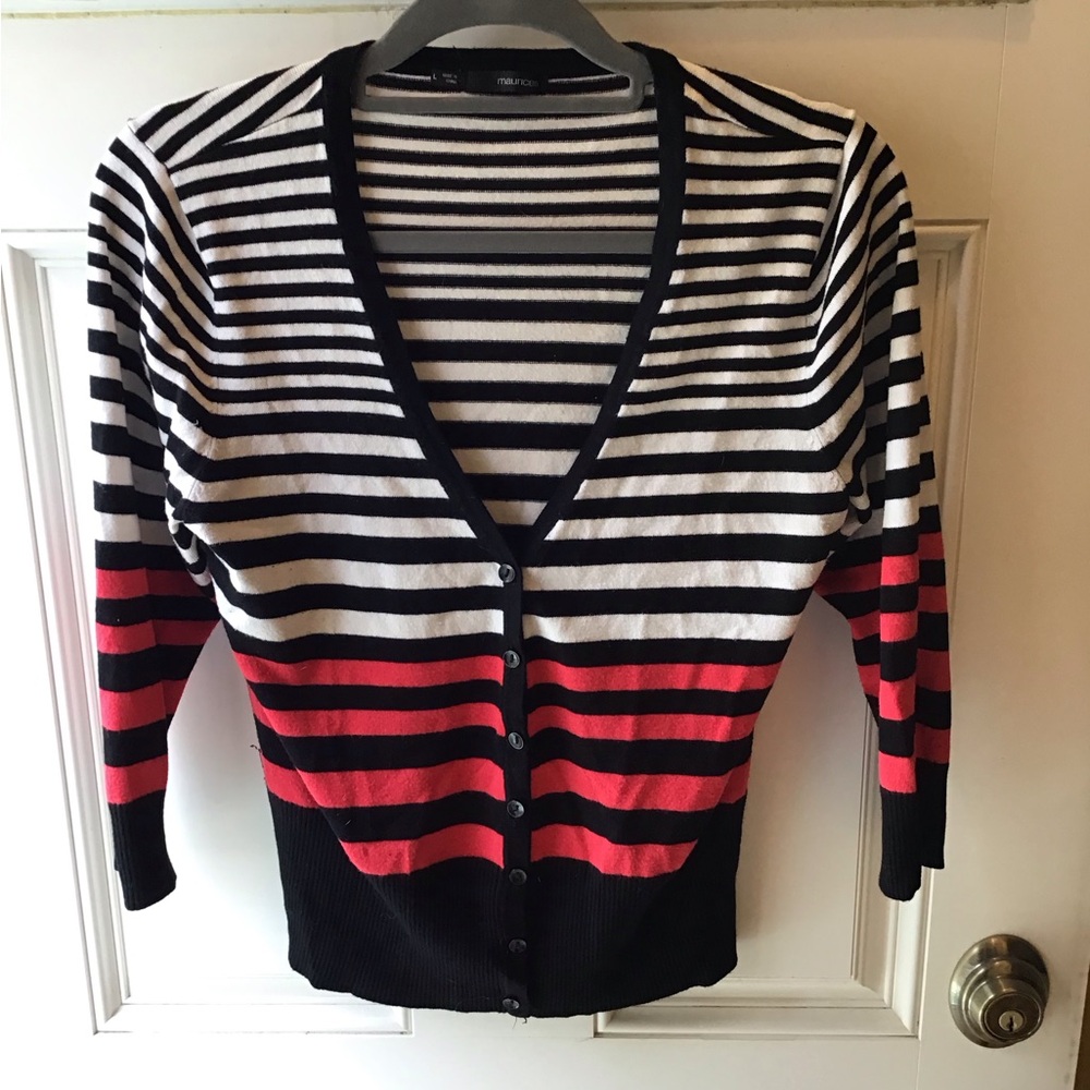 Maurice's striped cardigan with buttons. Size large.